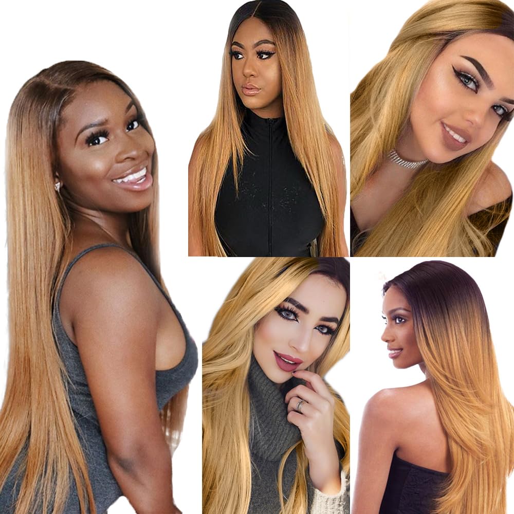 28 30 32 Inch Ombre Honey Blonde Bundles Human Hair T4/27 Straight Bundles 2 Tone Brown and Blonde Straight Bundle