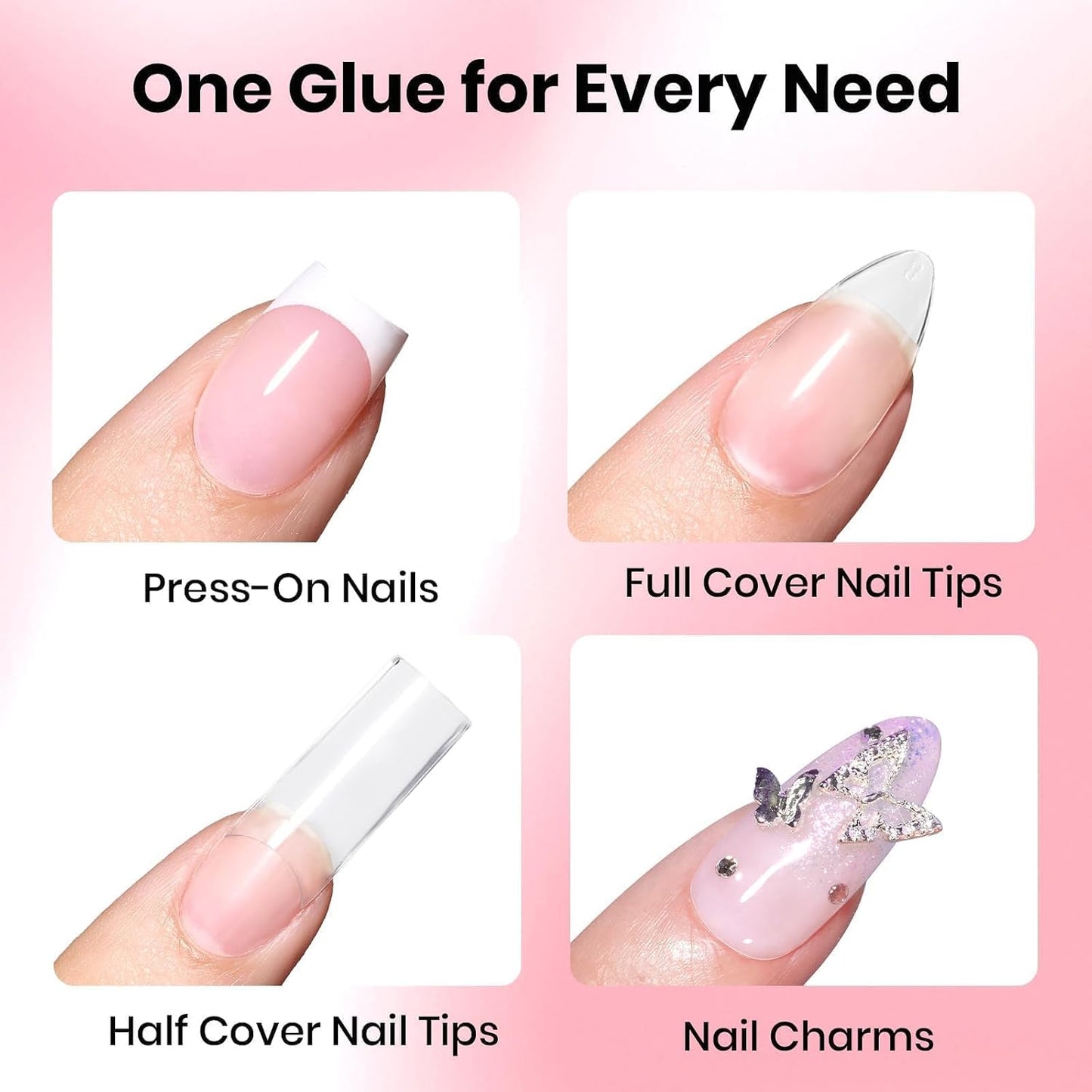 Beetles Gel Nail Tips - 576 Pcs Short Almond Acrylic False Nails | 12 Sizes, Easy DIY Press-On Extensions