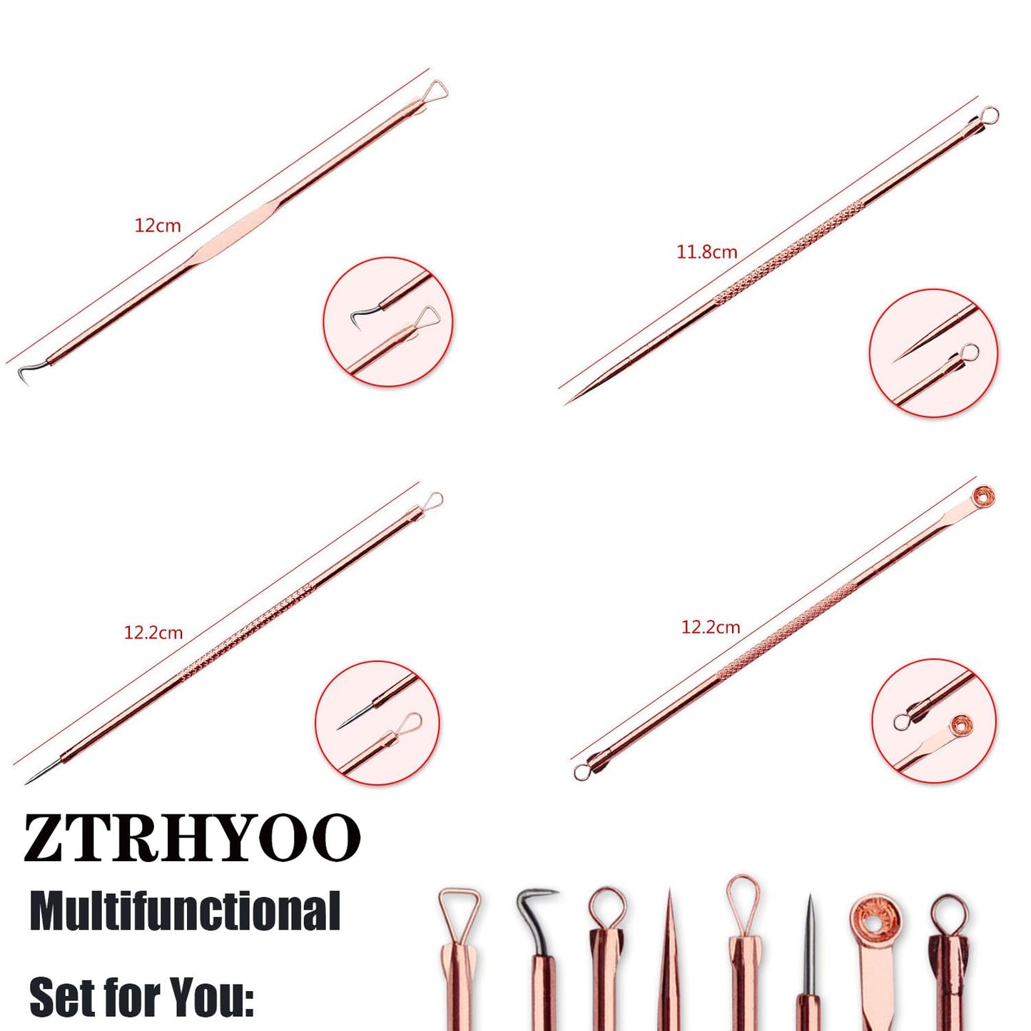 ZTRHYOO Blackhead Remover Pimple Comedone Extractor Tool Best Acne Removal Kit - Treatment for Blemish, Whitehead Popping, Zit Removing for Risk Free Nose Face Skin with Case (Rose)
