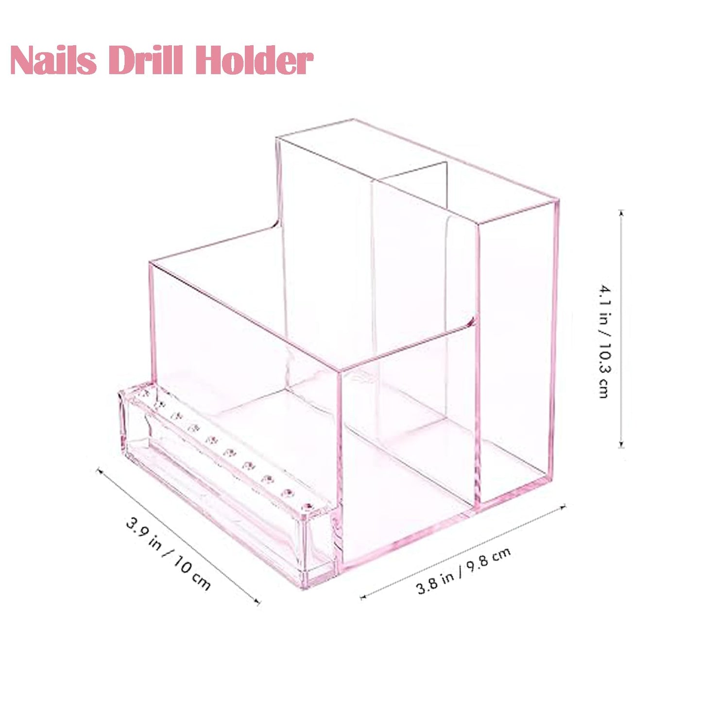 Sealhuan Mini Nail Drill Machine & Storage Box, Professional Nail Art Polishing Grinding Drill Bit Holder Display Organizer