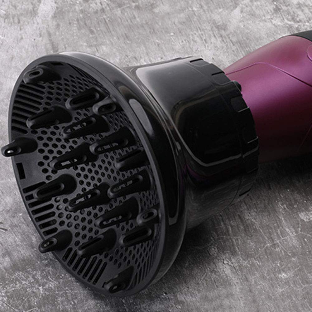 Universal Hair Dryer Diffuser - Curly & Wavy Hair Attachment for Quick Drying | Adjustable 1.4" to 2.6" (Black)