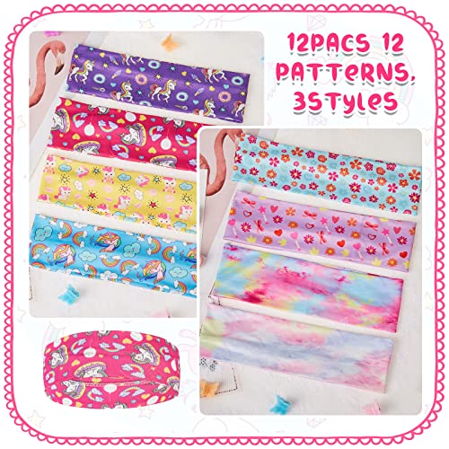 Juexica 12-Piece Girls' Elastic Headbands - Soft Unicorn & Floral Hair Bands