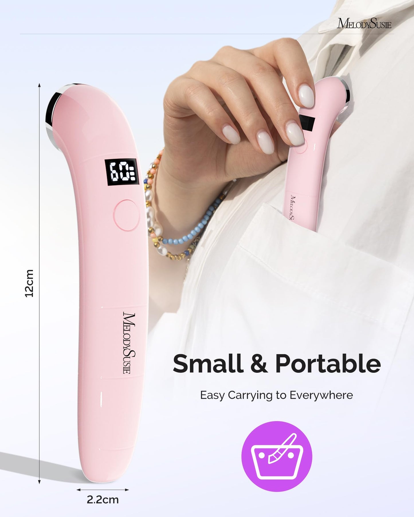 MelodySusie Handheld Flash Cure Nail Lamp P-ART01A Cordless Mini Nail Light
