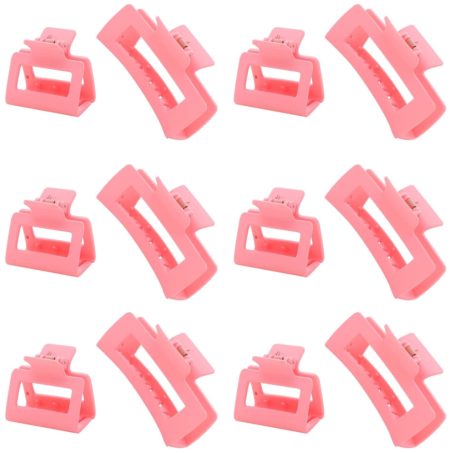 Black Square Claw Clips - 12 Pack Non-Slip Matte Hair Clips for Women | Strong Hold for Thick & Thin Hair