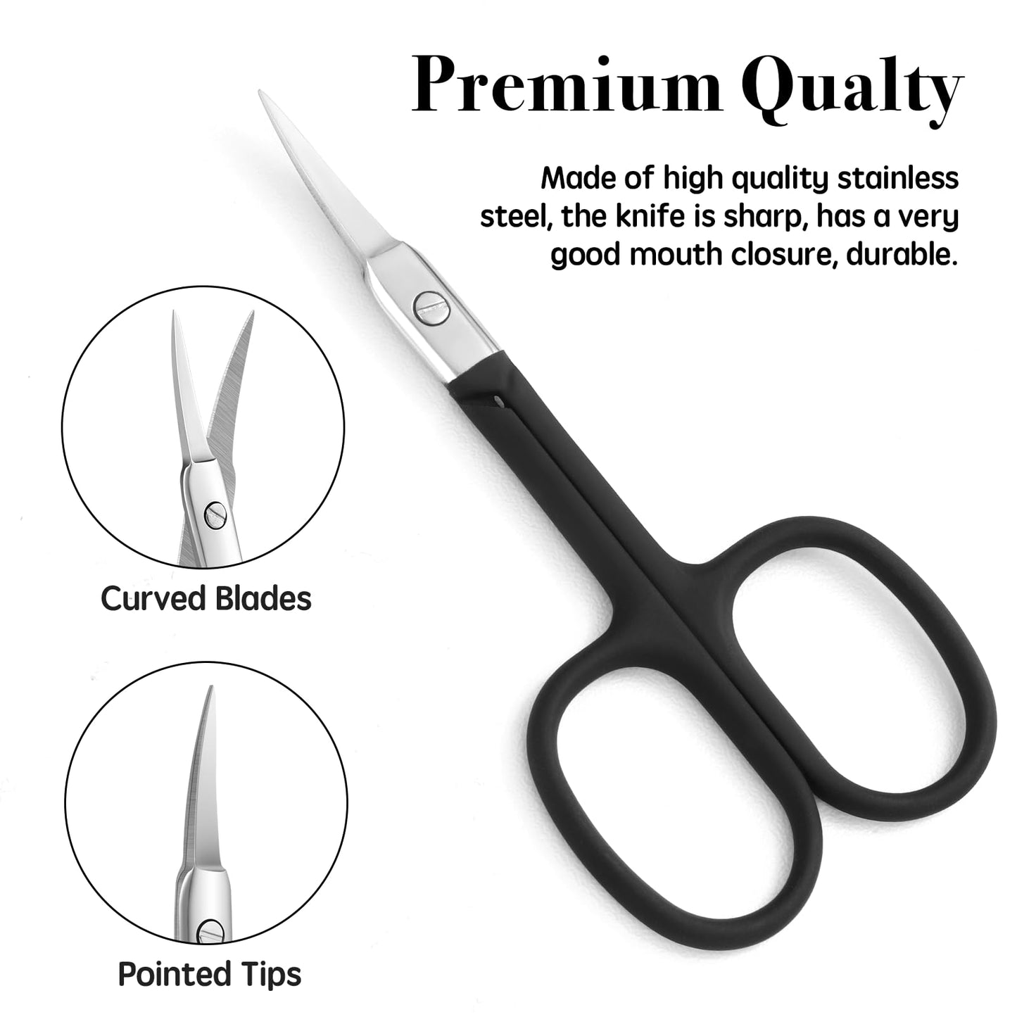 Velodios Nose Hair Trimmer for Women and Men, Premium Grooming Scissors with Curved Tip Clippers for Facial Hair,Eyebrow, Nose Hair, Mustache, Beard, Eyelashes, Ear