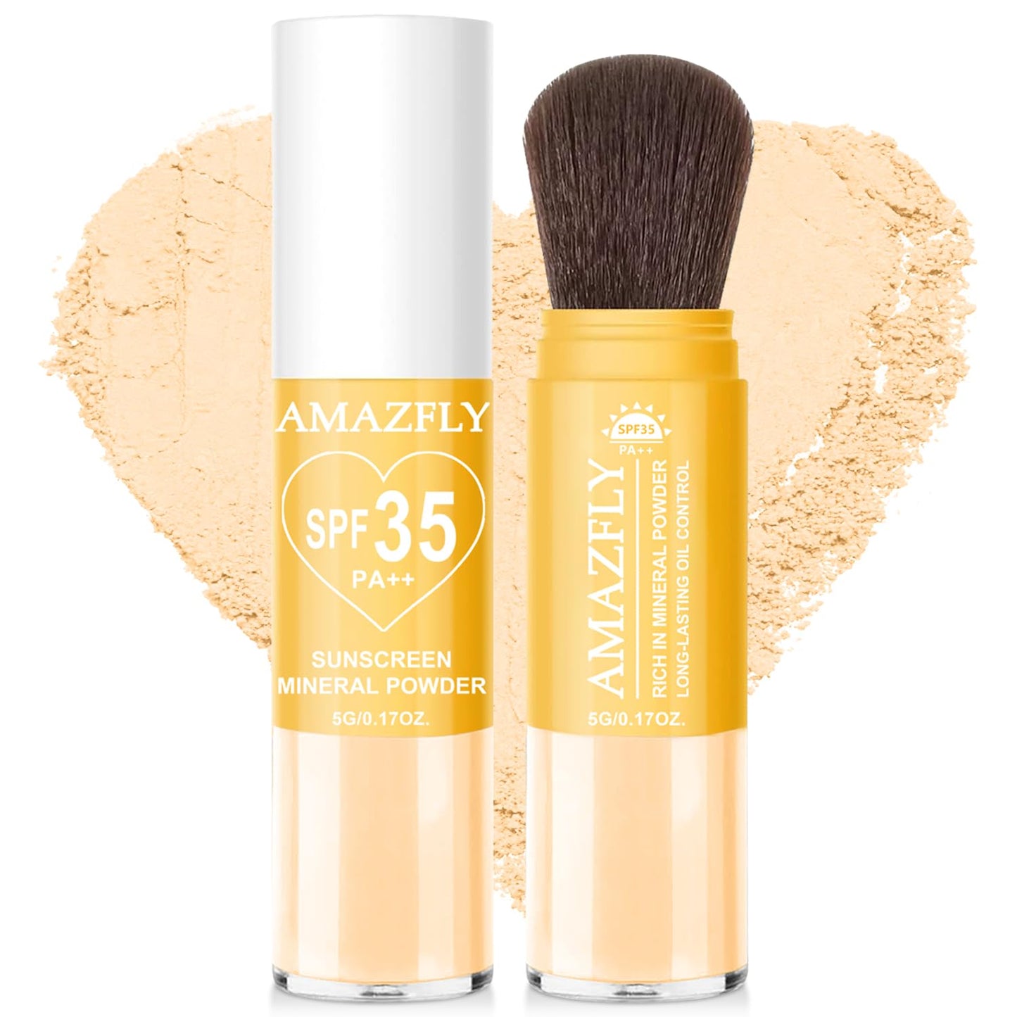 Mineral Sunscreen Setting Powder, SPF 35 Brush Sunscreen Powder for Face & Scalp, Long Lasting Lightweight Breathable, Oil Control Natural Matte Finish for All Skin Type (Medium)