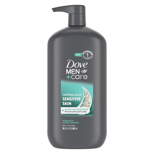 Dove Men+Care Sensitive Skin Body & Face Wash, 30 oz - Hydrating Formula with Oatmeal & Aloe