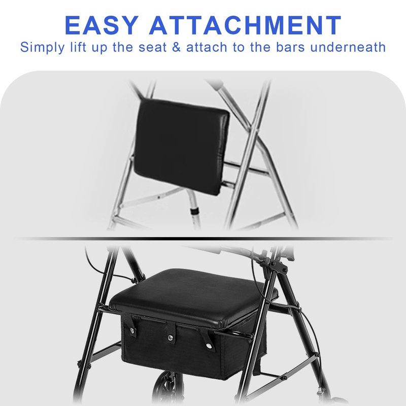 BOHEMIABY Under Seat Rollator Bags, Four Wheel Drive Walker Basket, Reusable Walker Bags for Rolling Walker, Rollator Basket Accessory for Women Men Seniors, Storage Ipad, Books, and Fssentials