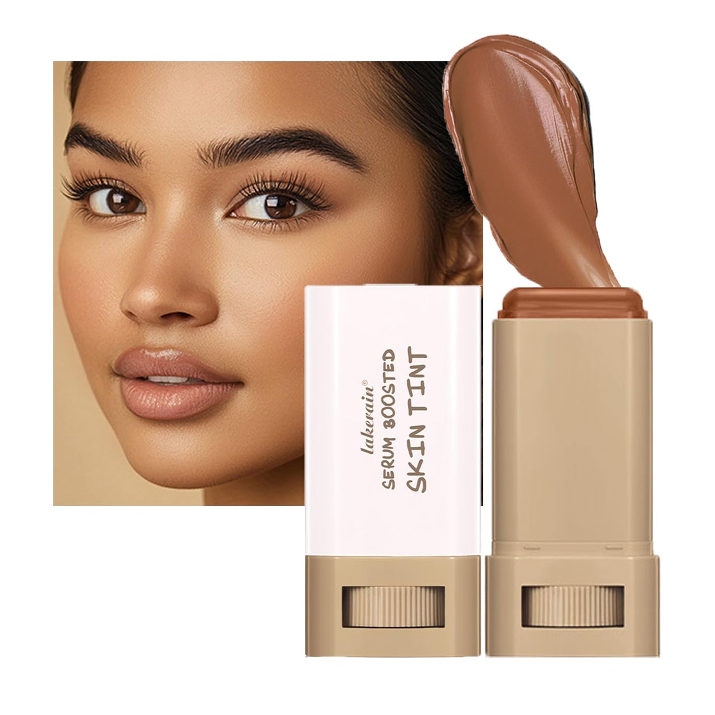 Dulele Solid Tinted Foundation Stick, Beauty Balm Serum Boosted Skin Tint, On-the-Glow Base, Moisturizing Serum Contour Stick, Natural Finish Makeup, Lightweight Blendable