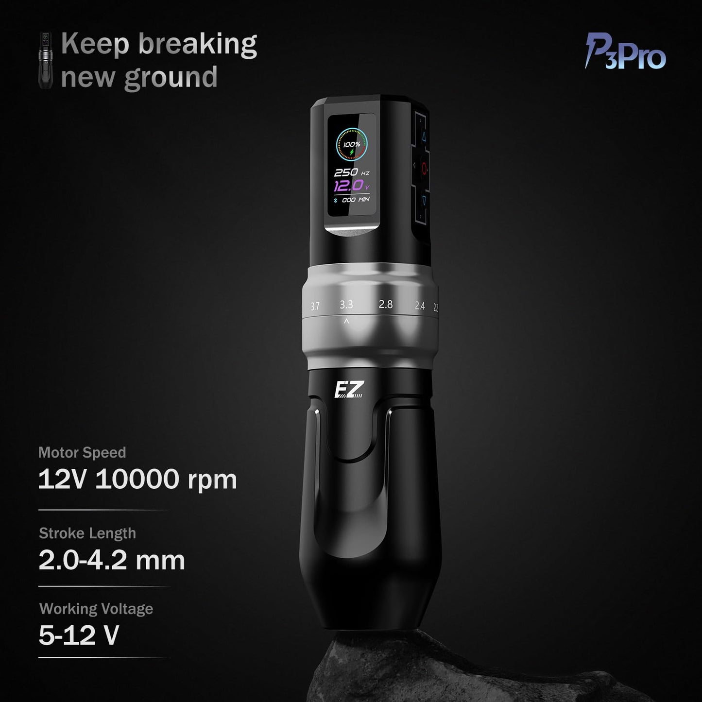 EZ P3 Pro Tattoo Kit - Tattoo Gun Kit with 6 Strokes 2.0-4.2mm Wireless Tattoo Machine Pen with Extra 1600mAh Power Supply and Tattoo Ink for Tattoo Beginners and Tattoo Artists (Matte Golden)