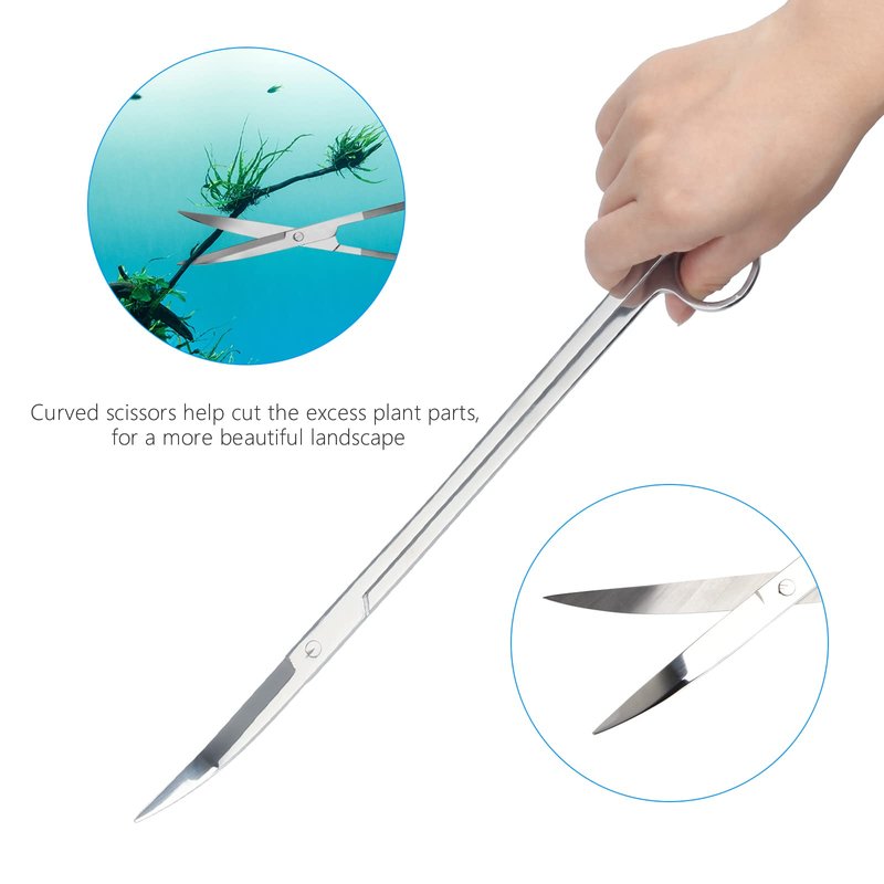 Liveek Aquarium Aquascape Tools Kit 15in, 4 in 1 Anti-Rust Aquatic Plant Aquascaping Tool Stainless Steel Tweezers Scissor Spatula for Aquarium Tank Clean Fish Tank Aquascape Accessories Set(Silver)