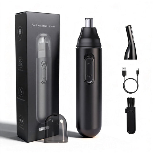 GERY Nose Hair Trimmer for Men & Women, 2 in 1 Eyebrow Trimmer with Dual Replaceable Heads, Nasal Hair Cutter, Painless Multifunctional Clipper, Facial Cleansing & Skin Care Kit, USB Rechargeable