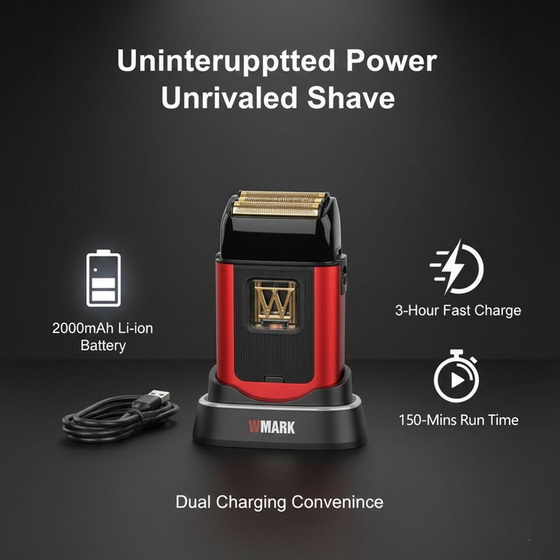 WMARK Electric Foil Shavers for Men Electric Razor for Men Beard Shaver Cordless Maglev Vector Motor 10000RPM, Stainless Steel Gold-Titanium Coating 3 Floating Blades, USB-C Rechargeable NG-XS1