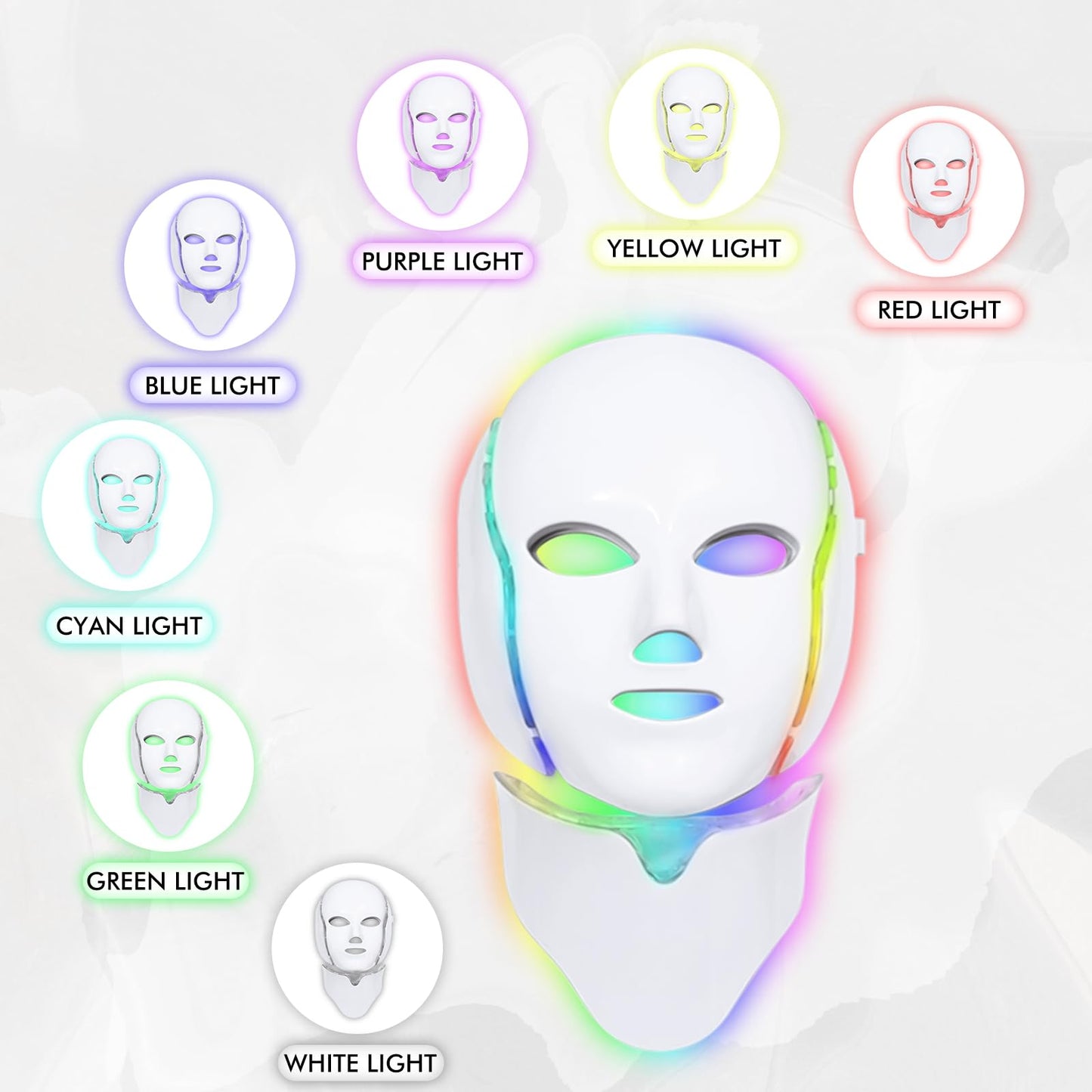 EVFOFO Red Light Therapy Mask for Face, 7 Custom Modes with 850nm NIR & 630nm Red Light, Portable LED Face Mask Light Therapy with Timer for Home Use, White
