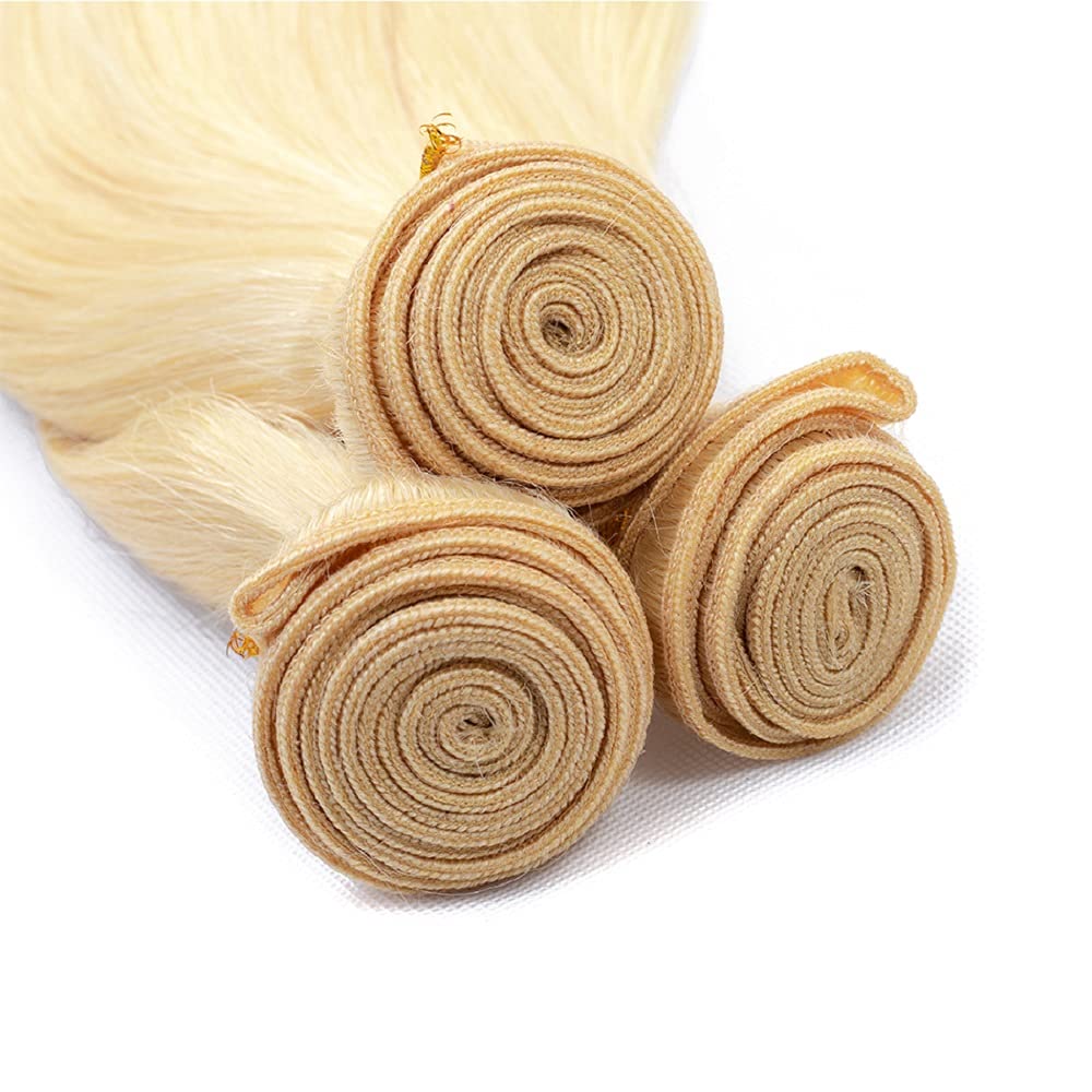 30 32 34 Inch Blonde Bundles Human Hair 613 Straight Bundle Blonde Loose Wave 3 Bundles Brazilian Unprocessed Remy Hair Extensions