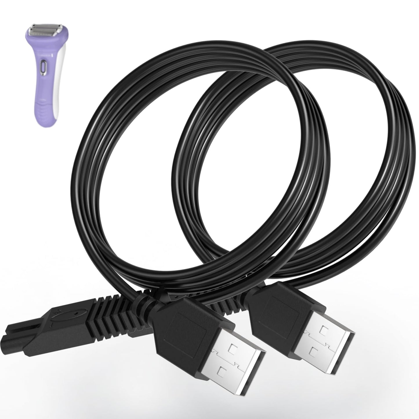 2 Pack USB Charging Cable for Remington Electric Shaver Model WDF5030A, WDF4816NA, WDF4821US, WDF4825 Only– Women’s Electric Shaver & Trimmer Replacement Charger Cord, Black