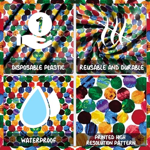 Colorful Candy Style Tablecloth - 53x108 Inch for Birthday Parties