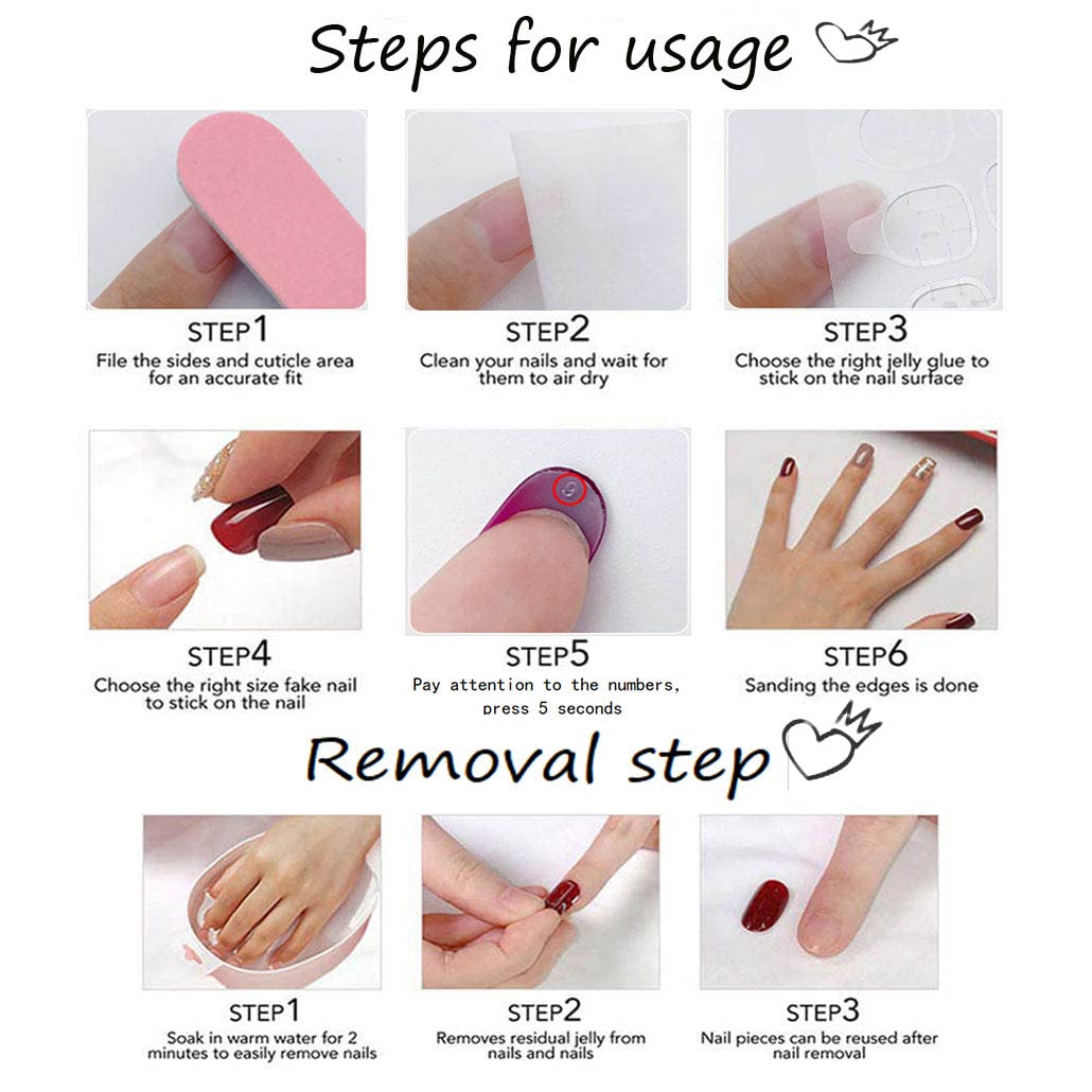 Foccna Press on Nails Almond Fake Nails with Gold Line Design Glue on Nails Acrylic Nails Glossy Full Cover Stick on Nails for Women 24Pcs