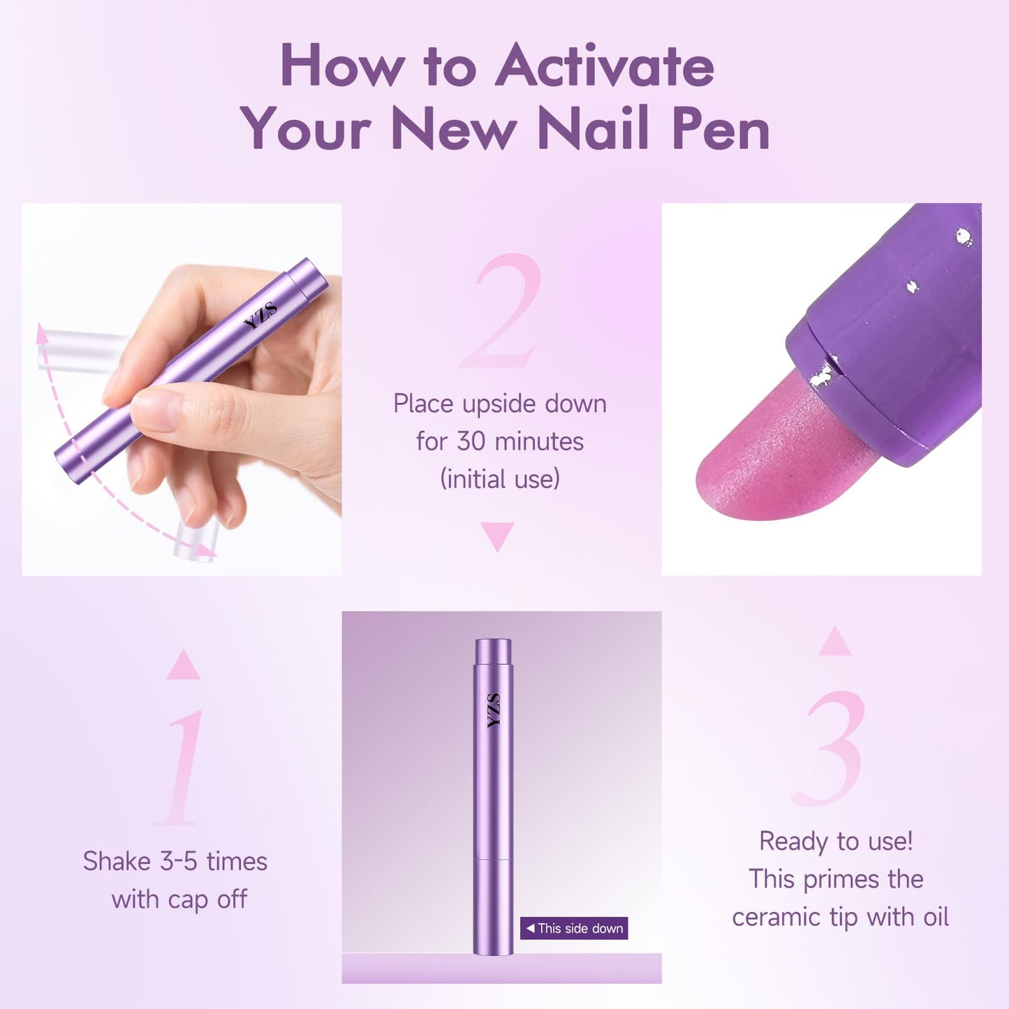 NineRoms 4-in-1 Cuticle Oil Pen Cuticle Pusher Nail Oil Pen with Ceramic Tip, Cuticle Treatment for Hangnails, Dry & Damaged Nails, Nail Cuticle Remover Pen
