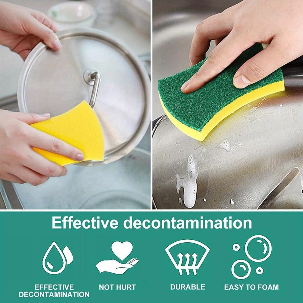 24Pcs Sponges Kitchen，Heavy Duty Dish Sponge,Cleaning Dish Scrubber Sponge for Home and Kitchen,Dual Sided Dish Sponge for Kitchen, Household, Bathroom，Stink-Free Cleaning Supplies for Pots, Pans