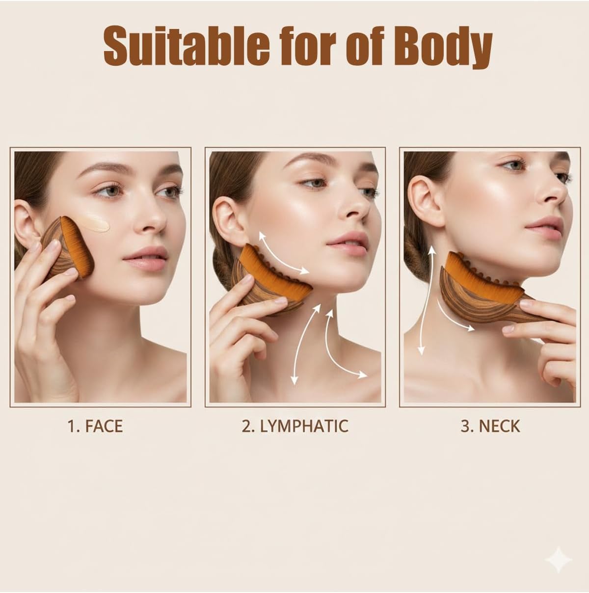 Lymphatic Contour Face Brush - Organic Facial Drainage Tool for Puffiness Relief | Ergonomic Design, 1 Piece