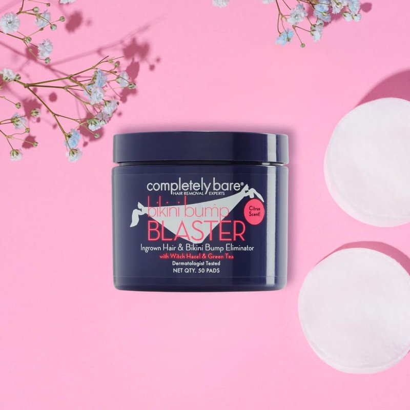 completely bare bikini bump BLASTER | Ingrown Hair & Bikini Bump Eliminator | Glycolic Acid | Salicyclic Acid | Witch Hazel | Green Tea | 50 Pads