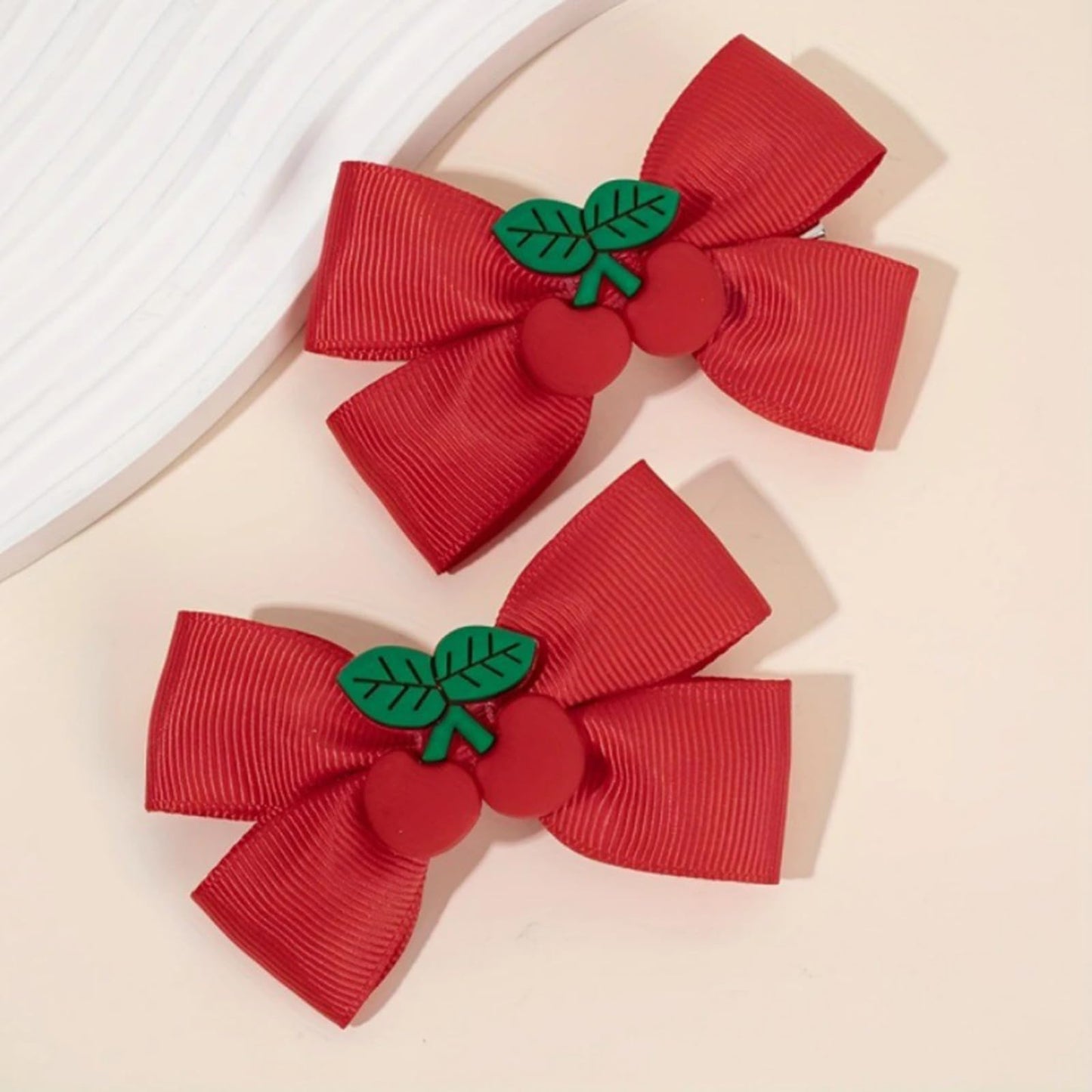 ZOONAI 2Pcs Cute Cherry Strawberry Hair Clips for Baby Girls, Sweet Bowknot Boutique Hair Clip Teens Toddlers Christmas Halloween Headwear Hair Accessories