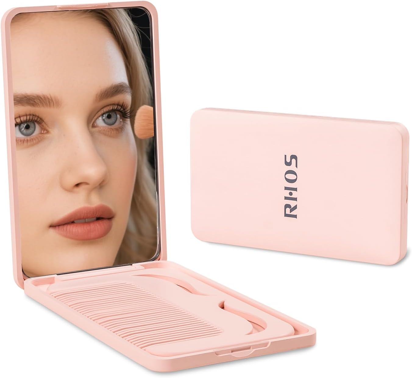 Folding Mirror with Comb - Compact & Portable Travel Set for Women & Girls | Pink