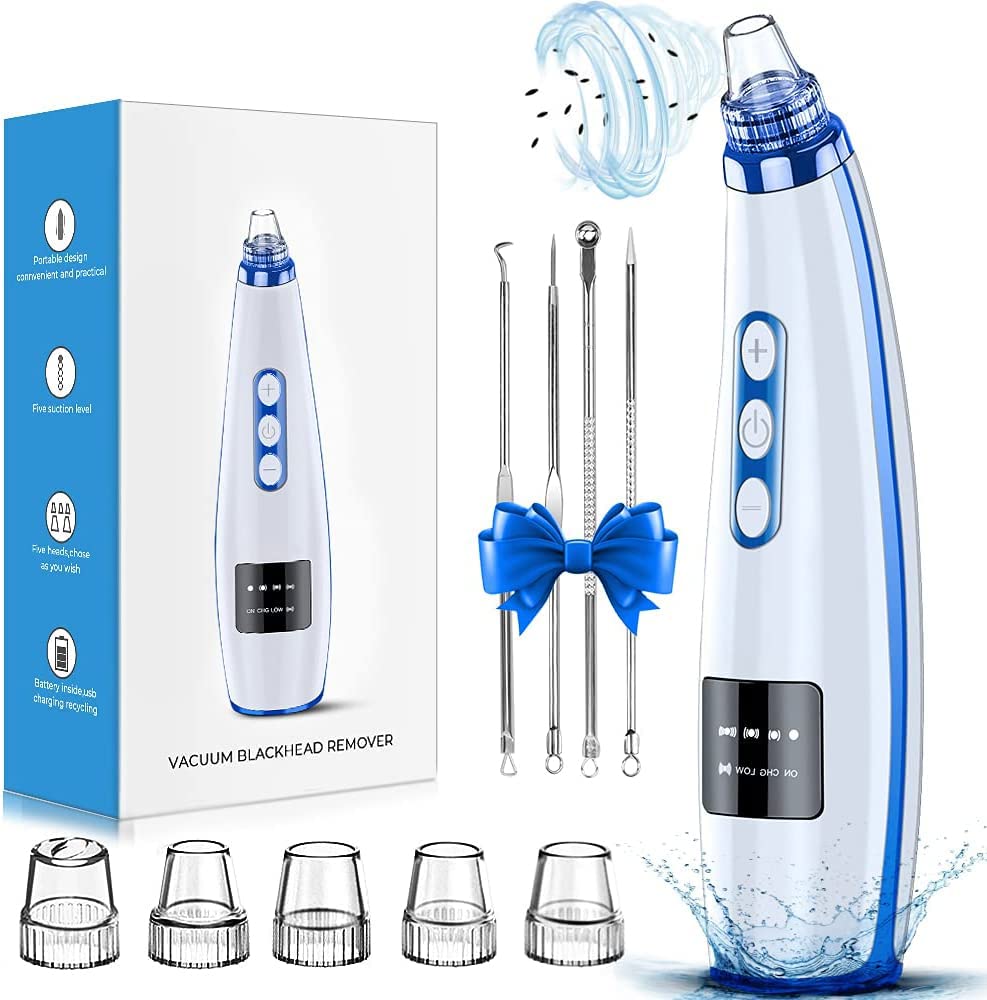 Blackhead Remover Vacuum | Upgraded Electric Pore Cleaner Tool - 5 Suction Levels, USB Rechargeable, 5 Probes for All Skin Types