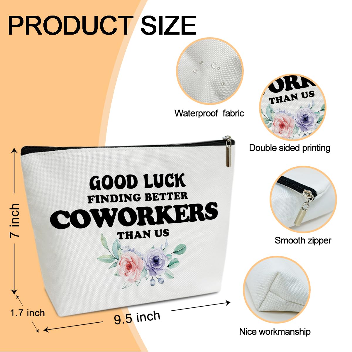 Coworker Gifts Makeup Bag, Work Will Suck Without You Make Up Bag, Travel Toiletry Bag for Women Going Away Farewell Retirement Gifts for Coworkers Boss Colleague, 1 PCS Cosmetic Bag for Pouch -B45
