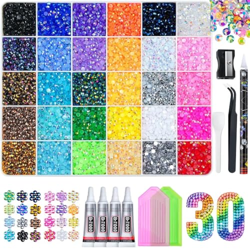 30,000 Pcs Resin Jelly Rhinestone Kit with B7000 Glue and Crafting Tools