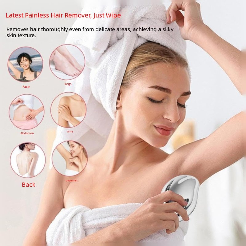 Epilators Crystal Hair Remover Natural Hair Eraser Reusable Painless Nano Glass Hair Removal Device Without Shaver Gentle Crystal Epilator and Exfoliator for Soft Silky Skin Silver
