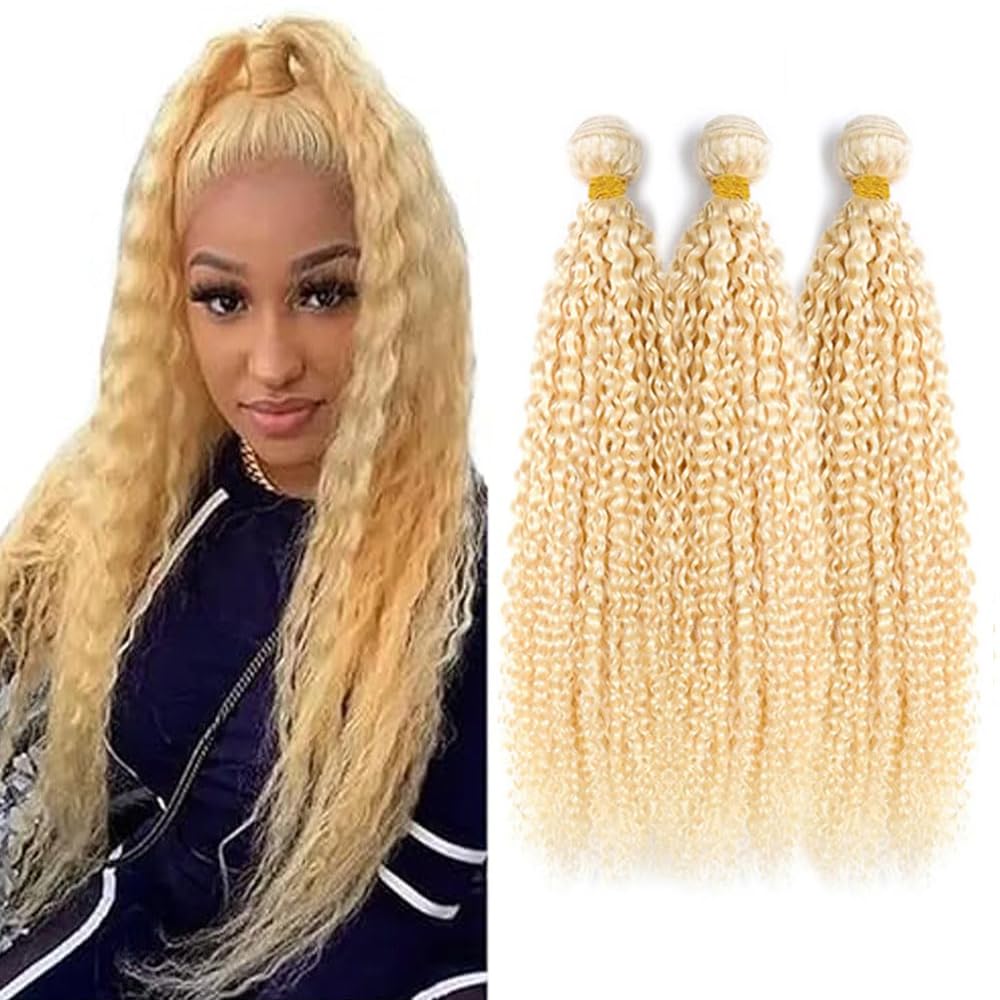 300g Blonde Loose Wave Bundles 26 28 30 Inch 613 Curly Wave Bundle 613 Blonde Kinky Curly Human Hair 3 Bundles Brazilian Virgin Hair Extensions