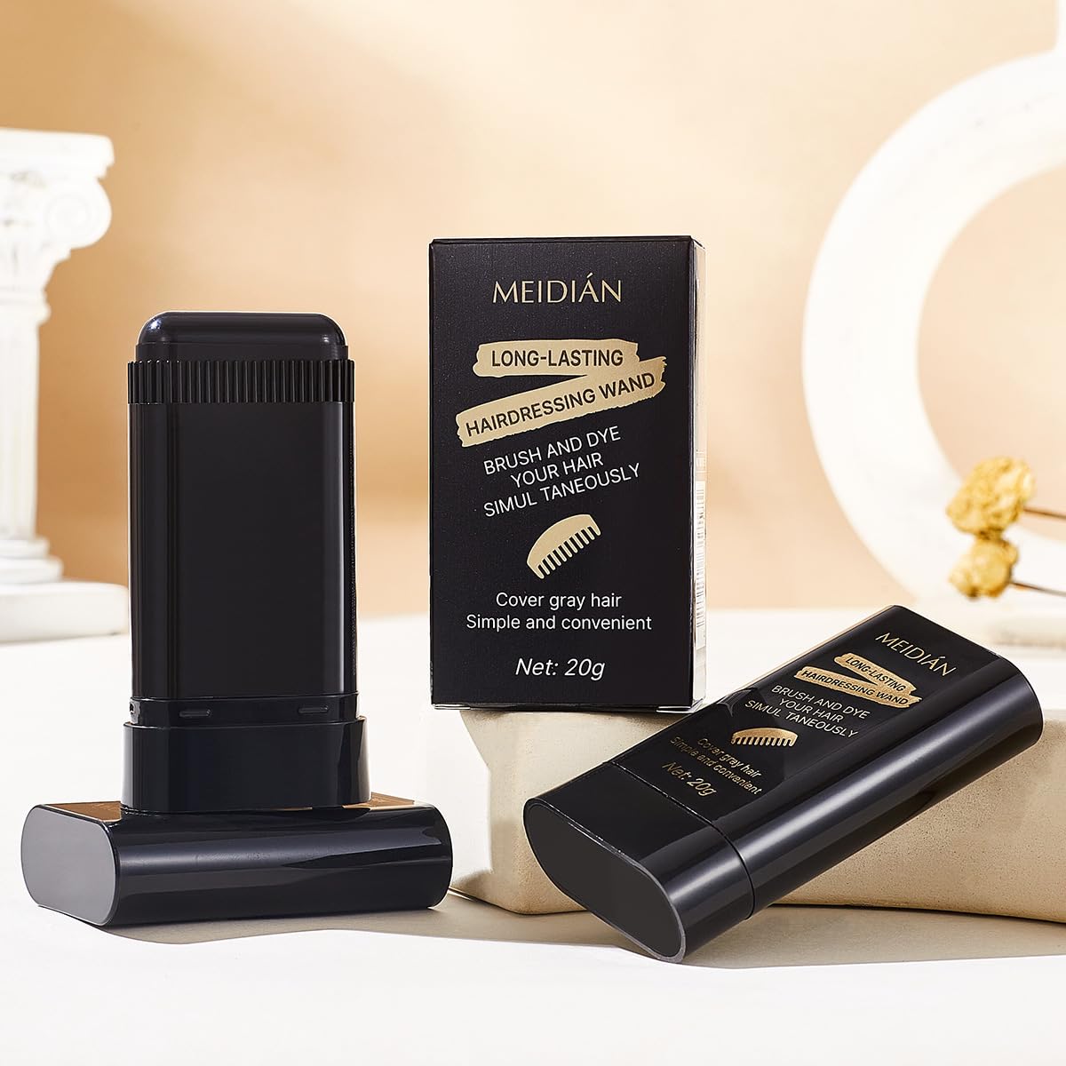 Hair Color Stick & Comb - 2-in-1 Waterproof Root Touch-Up Tool for Men & Women | Black (2PCS)