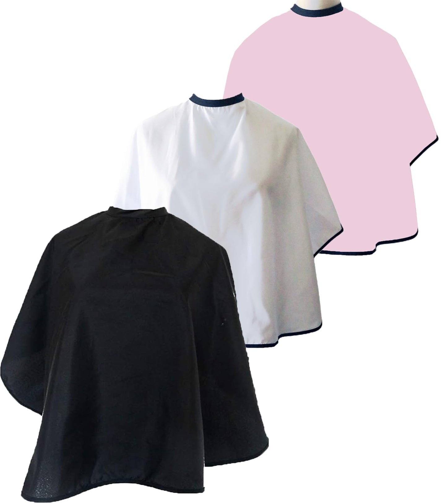 ST-BEST-P Hair Color Cape Makeup Haircut Salon Hairdresser Shampoo Capes Cutting Barber Cape for Men,Women,Clients (3 PCS, Black+White+Pink)