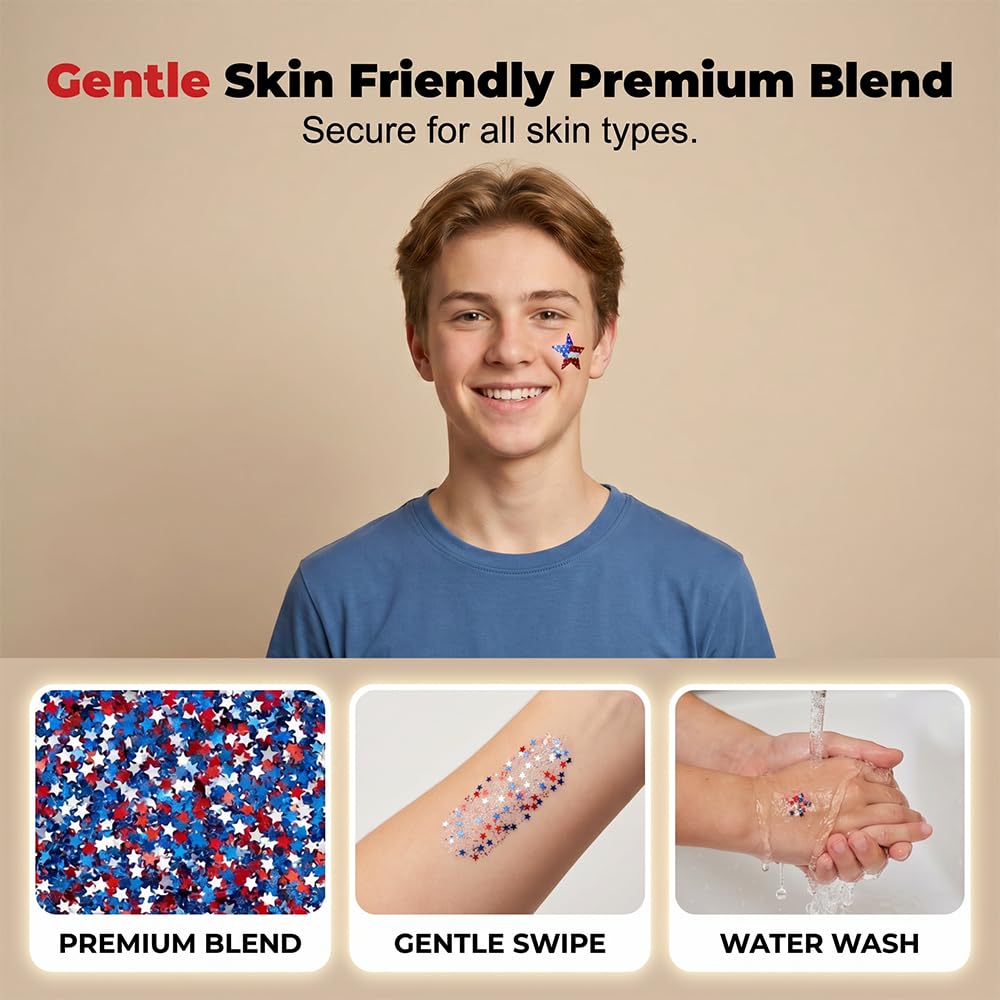 Face Paint Stick for Sports Fans - Washable Red, White & Green Glitter | Perfect for Baseball & Soccer Games