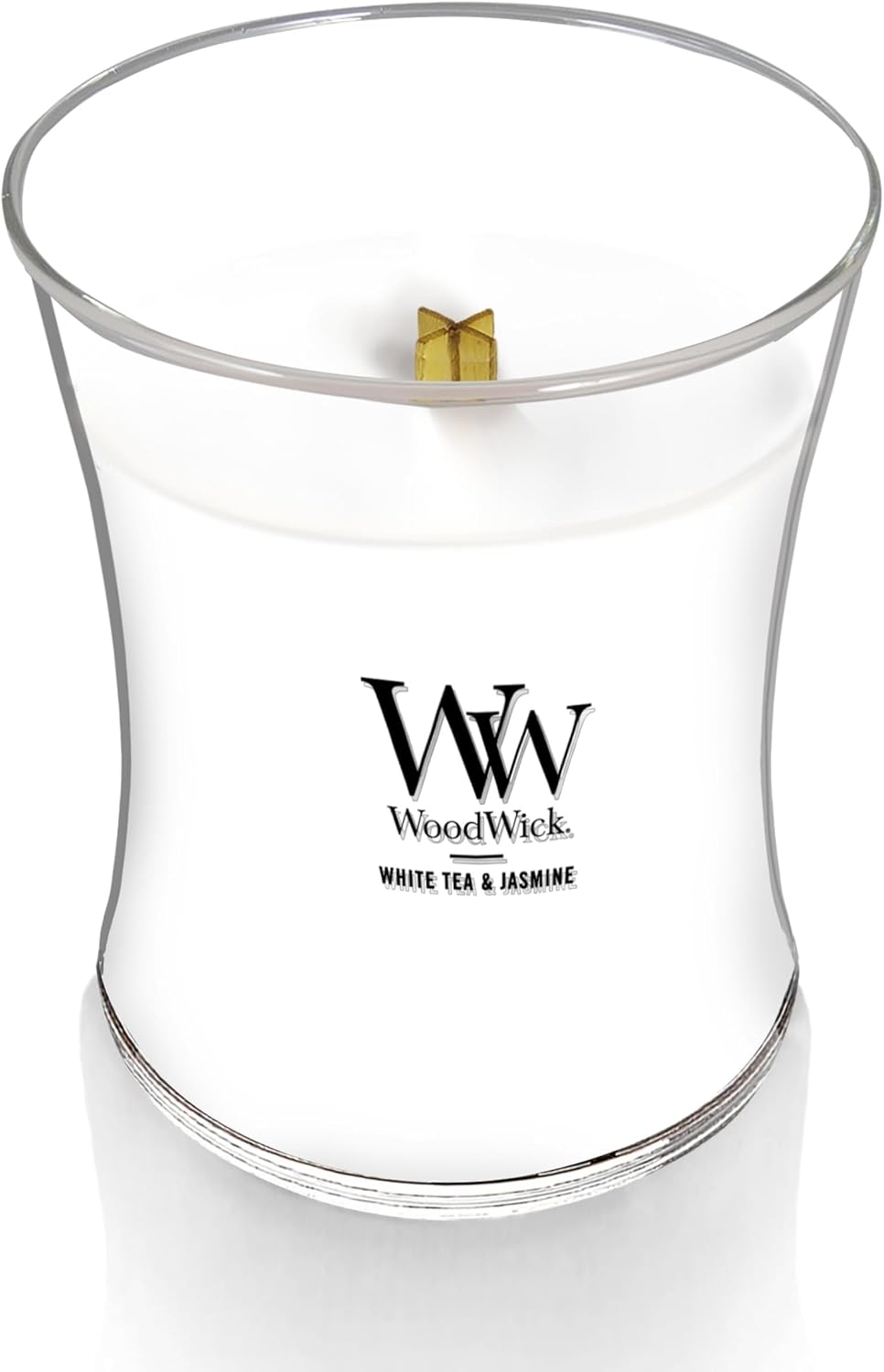 WoodWick Medium Hourglass Candle - White Tea & Jasmine Scent | 9.7oz, Crackling Burn, Perfect for Gifting (Pack of 4)