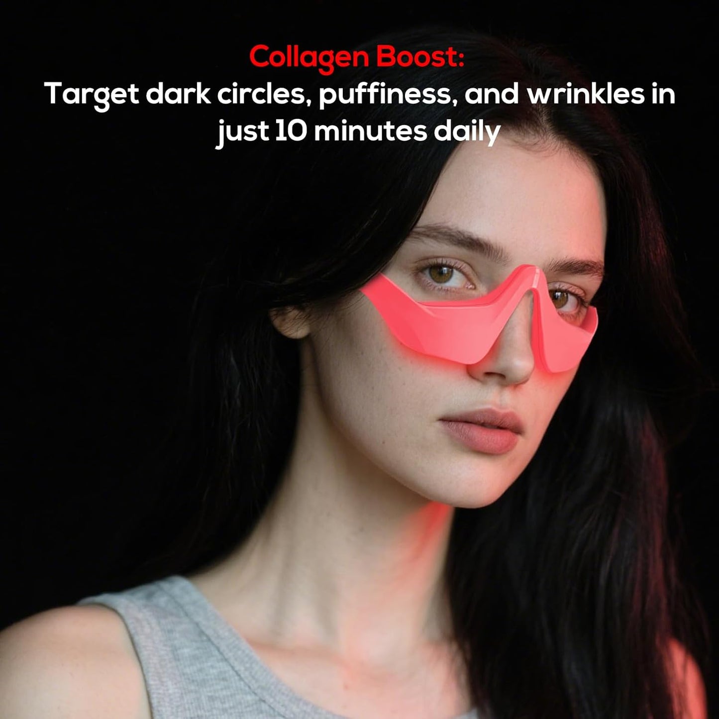 Under-Eye Red Light Therapy Device - Microcurrent Eye Massager for Puffiness & Eye Bags | Pink