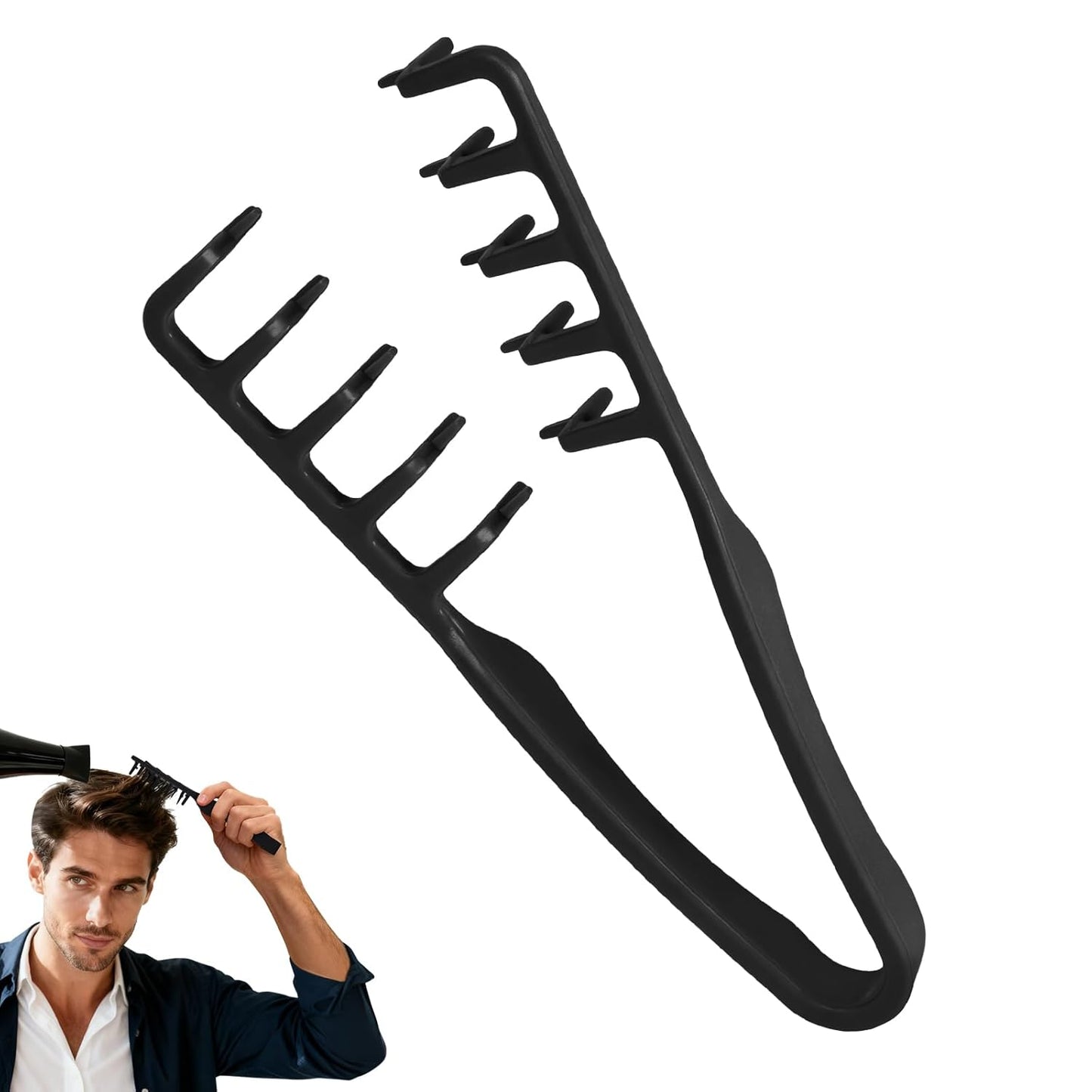 Volumizing Texture Comb - Wide-Tooth Styling Tool for Men & Women | Durable ABS Plastic, Textured Grip, Black