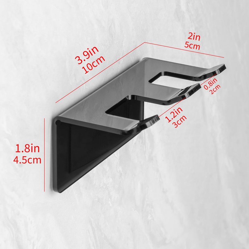 LUEXBOX Safety Razor Holder for Shower Wall, Self Adhesive Razor and Brush Stand for Bathroom, Shaving Brush Stand Compatible with Fusion 5 Proglide, Mach 3 Classic(Black Clear)