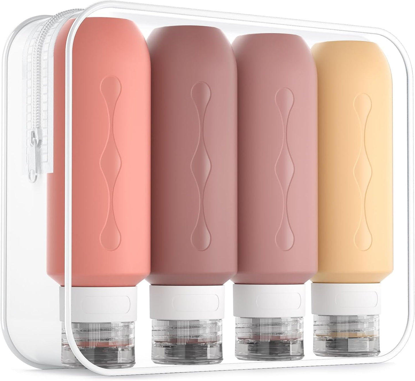 Travel Bottles for Toiletries - TSA Approved 3oz Leak-Proof Containers | BPA-Free Refillable Liquid Accessories (4 Pack)
