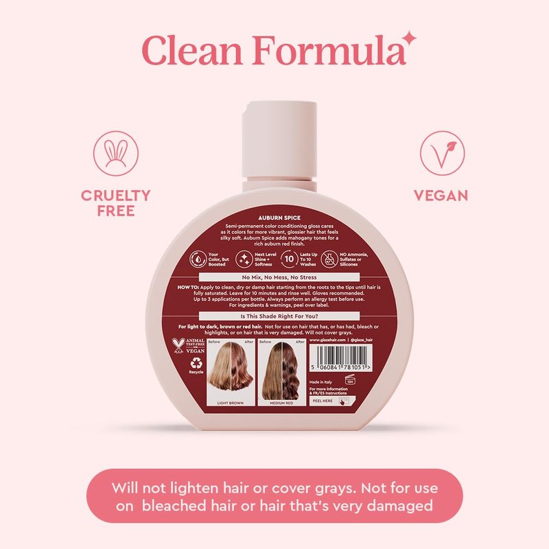 Glaze Color Conditioning Gloss - Tinted Moisturizer for Brown & Red Hair | Boosts Shine & Repairs Damage - Auburn Spice, 6.4 oz