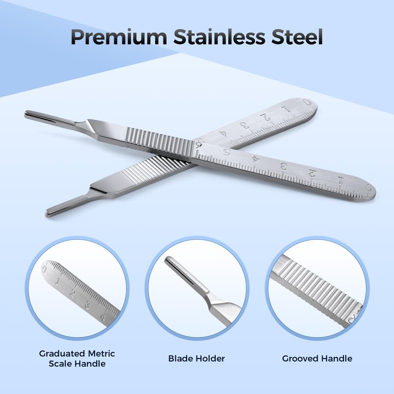 JMU 2 Pcs Scalpel Handle No 3, Stainless Steel Dermaplane Handle for Blades No. 10 10R 11 12 13 14 15 15A and 15C