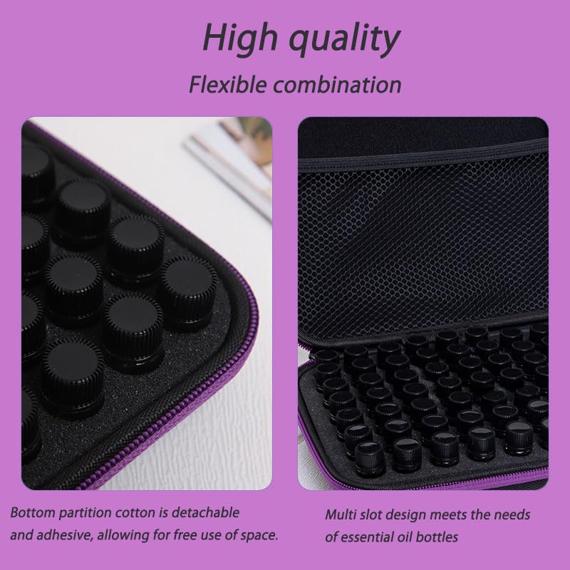 Rigute 63-Slot Essential Oil Travel Organizer Bag for 1-3ml Bottles