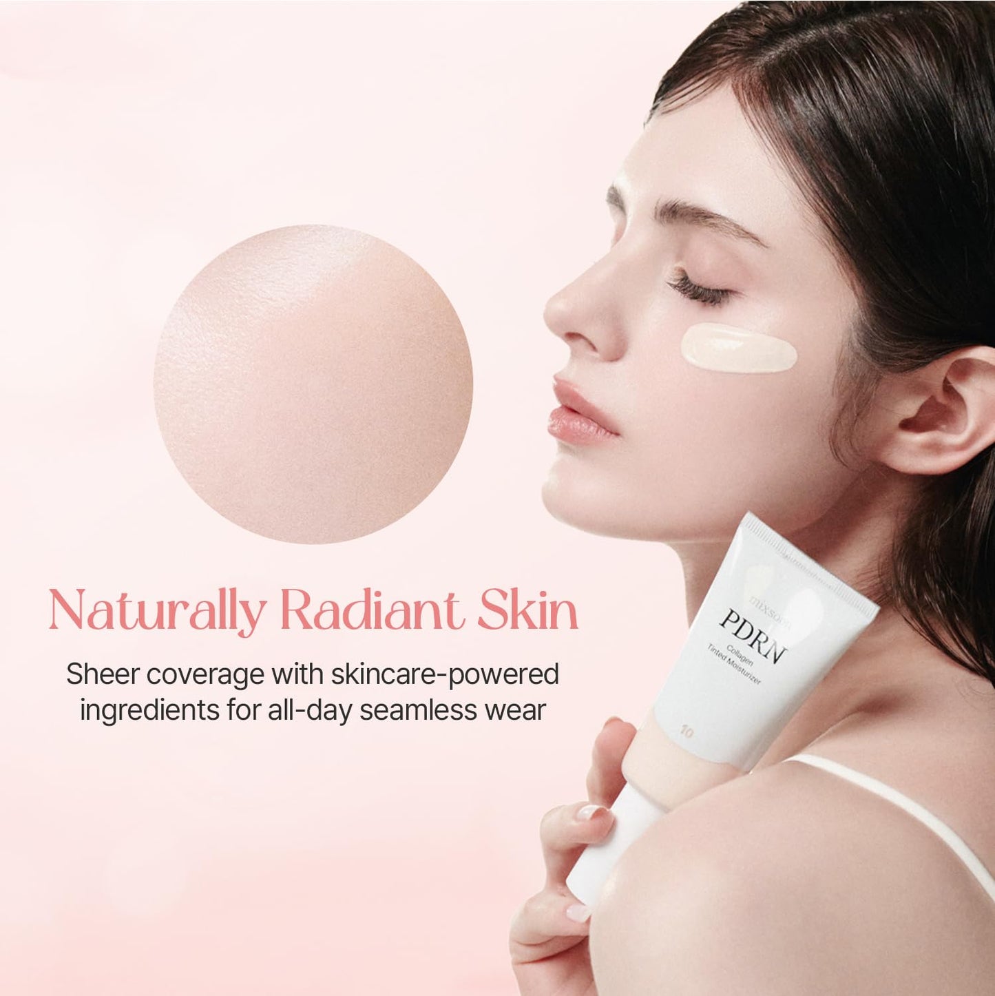 mixsoon PDRN Collagen Tinted Moisturizer - Skincare-Infused Base with Rice PDRN & Peptides, 24H Vibrant Glow & Luminous Hydration, 10 Shades 50ml / 1.69 fl.oz. Korean Glass Skin (No. Calm 45)