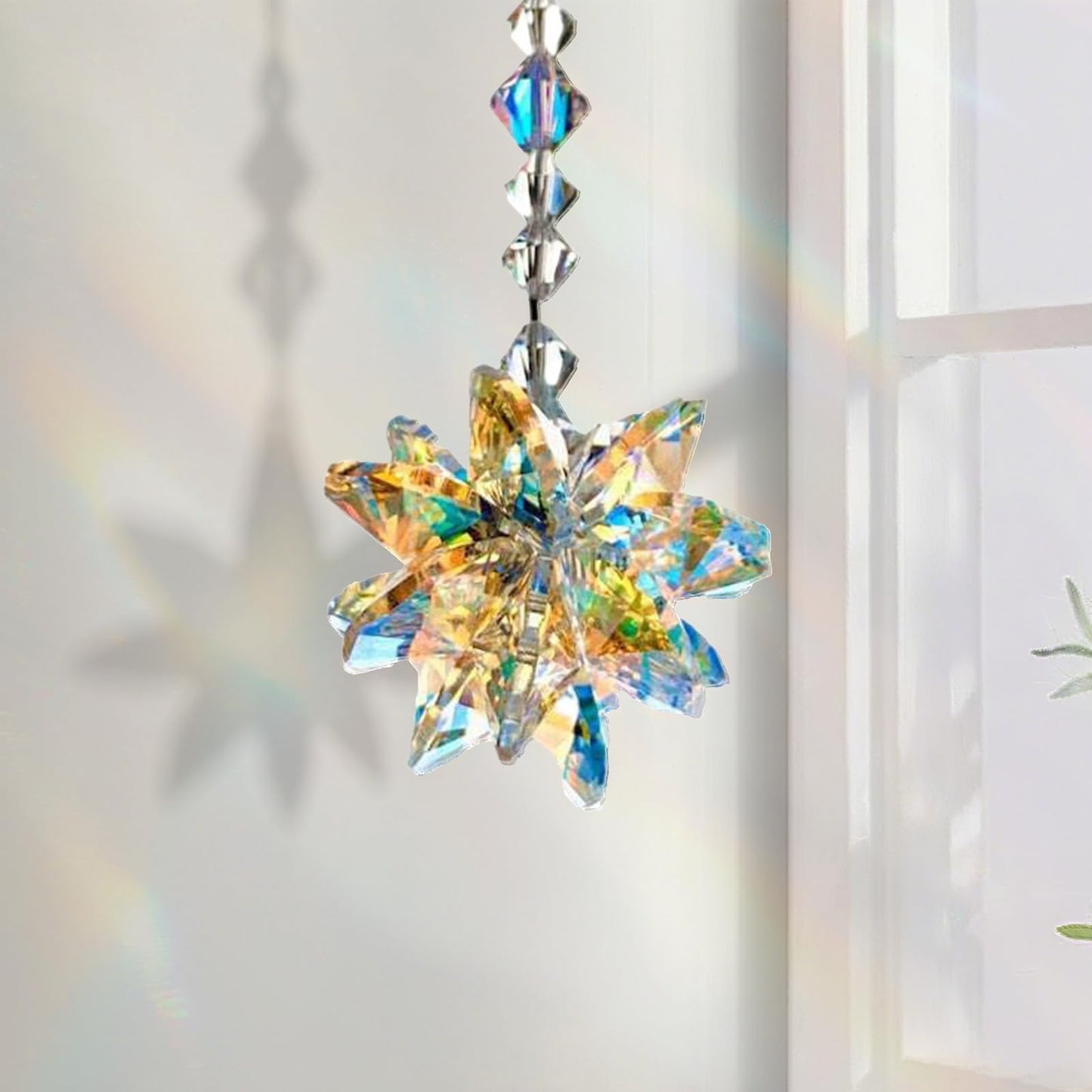 Rainbow Crystal Suncatcher - 1PC Hanging Pendant for Window, Garden, or Auto Mirror, Creates Rainbows, Perfect for Home, Restaurant, or Cafe Decor