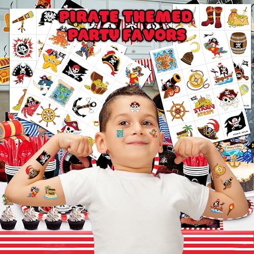 60 Pack Pirate Ship Temporary Tattoos for Kids | Fun Party Favors