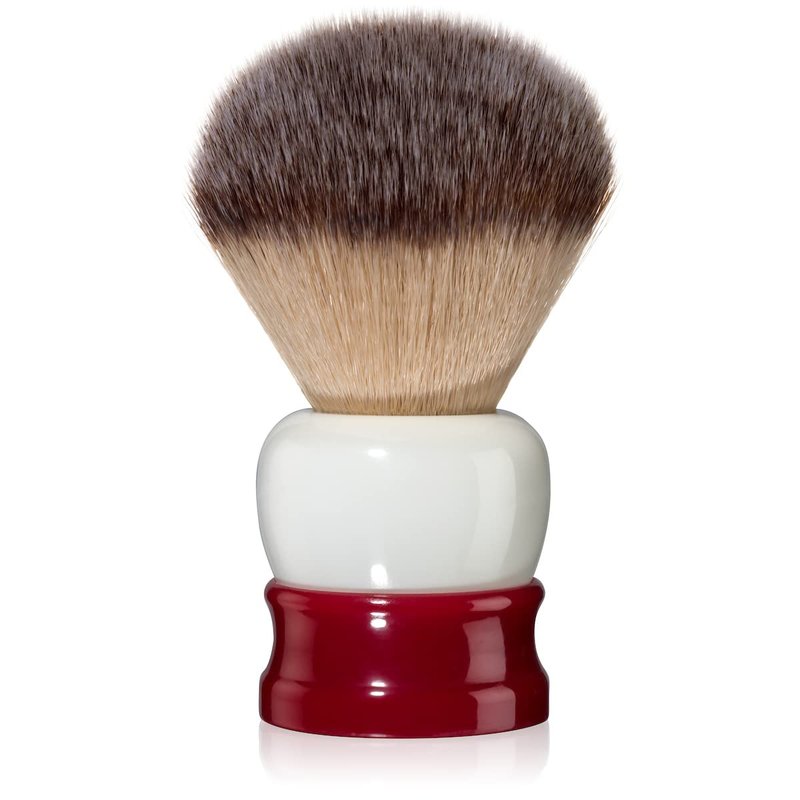 Fine Shaving Brush, Angel Hair Fibers, Cruelty-Free Shaving Cream Brush for Men, Gently Exfoliates The Skin, 100% Solid Resin Handle, 24mm Knot with 56mm Loft (Red & White)