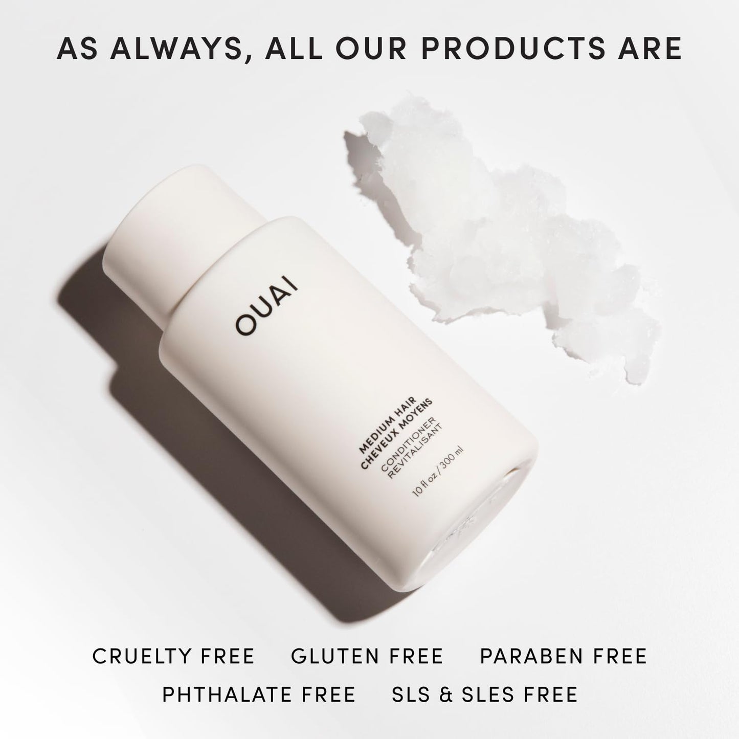 OUAI Medium Conditioner - Hydrating Coconut Oil Hair Care | Strengthens & Repairs, 10 Oz