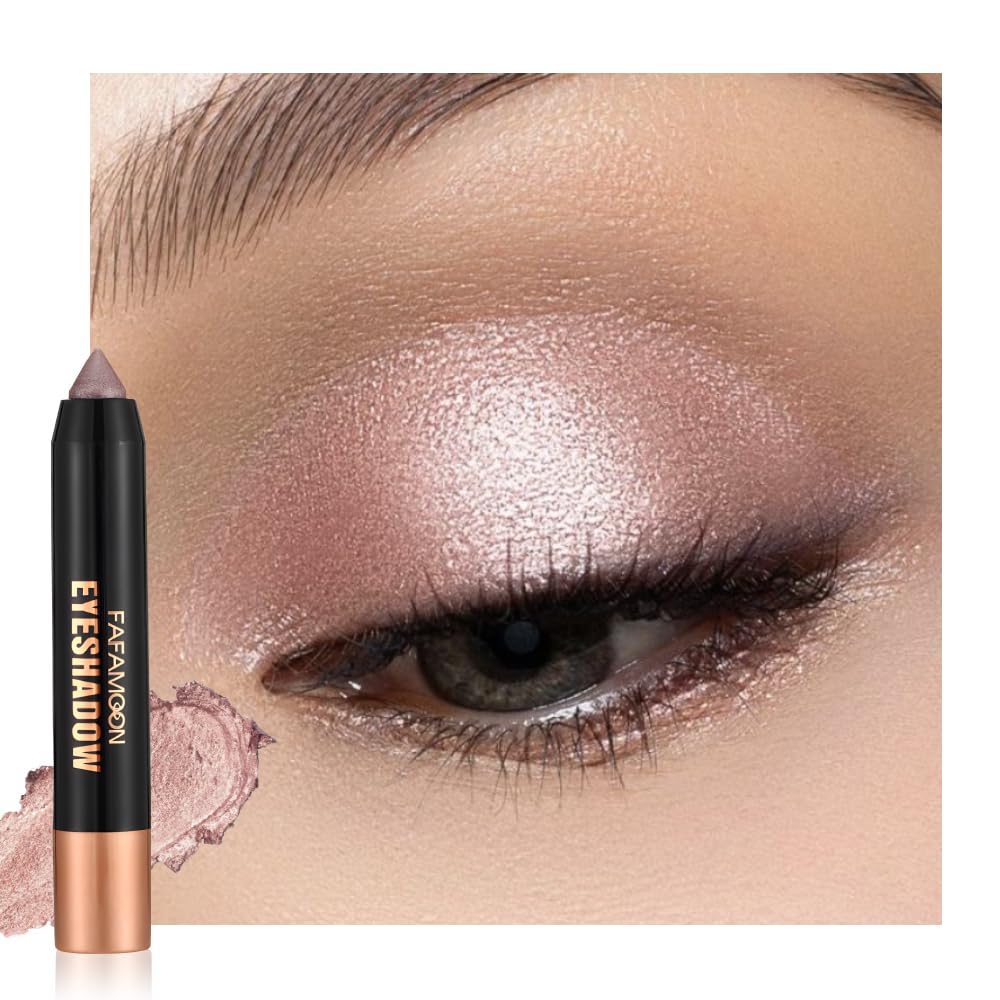 Monochrome Cream Glitter Eye Shadow Stick Palette - 2-in-1 Waterproof Eyeshadow & Eyeliner Pencil for Mature Women | Vegan & Cruelty-Free | 06 Shimmer Dark Brown